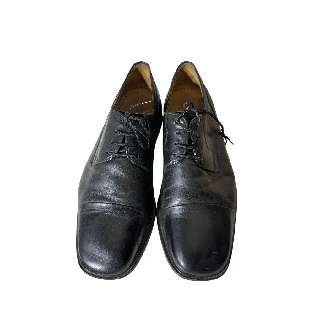 Magnanni Men 8272 Black Leather Cap Toe Derby Dress Shoes Made in Spain Size 12W